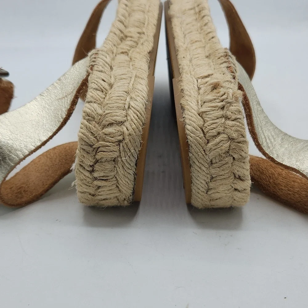Soludos Cadiz Metallic Leather Platform Sandals Size 6